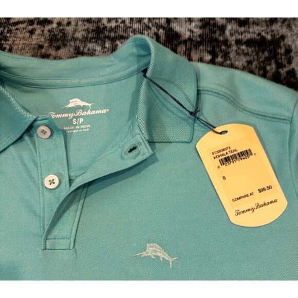 MEN'S TOMMY BAHAMA TB220248M MOISTURE WICKING GREEN MINT POLO SHIRT SIZE SMALL - Picture 3 of 3